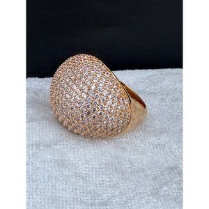 Bronze Milor Italy Dome Ring Rhinestone Signed Size 9